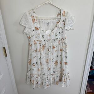 Altar'd State Ivory/Yellow Floral Mini Dress